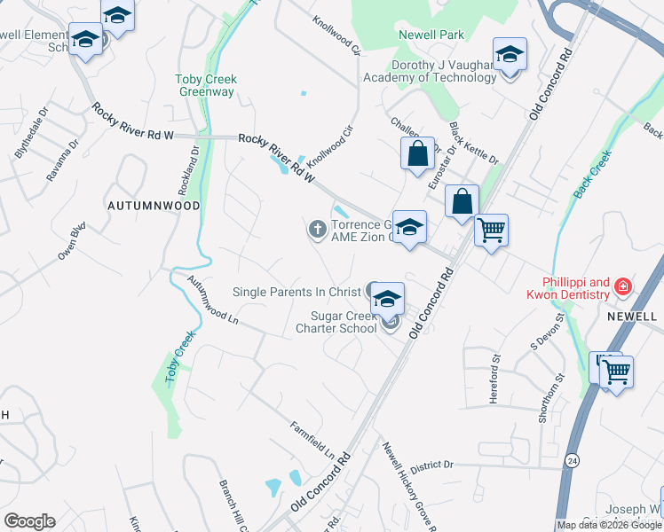 map of restaurants, bars, coffee shops, grocery stores, and more near in Charlotte