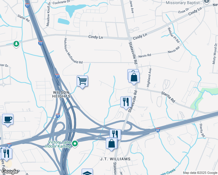 map of restaurants, bars, coffee shops, grocery stores, and more near 3129 Riley Avenue in Charlotte