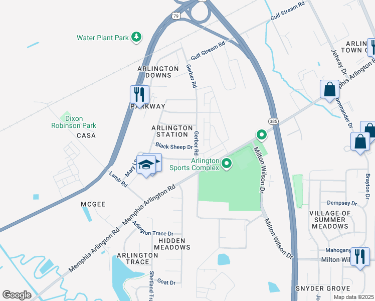 map of restaurants, bars, coffee shops, grocery stores, and more near 11235 Black Sheep Drive in Arlington