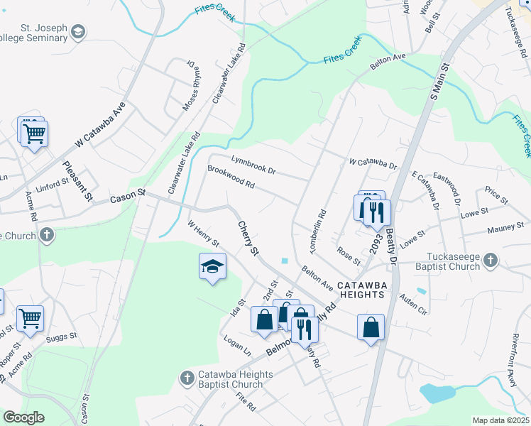map of restaurants, bars, coffee shops, grocery stores, and more near 226 Brookwood Road in Belmont