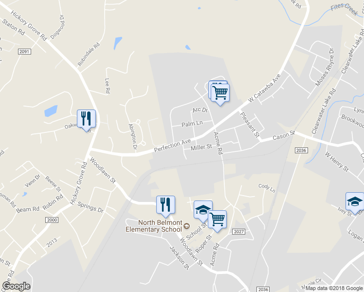 map of restaurants, bars, coffee shops, grocery stores, and more near 1739 Perfection Avenue in Belmont