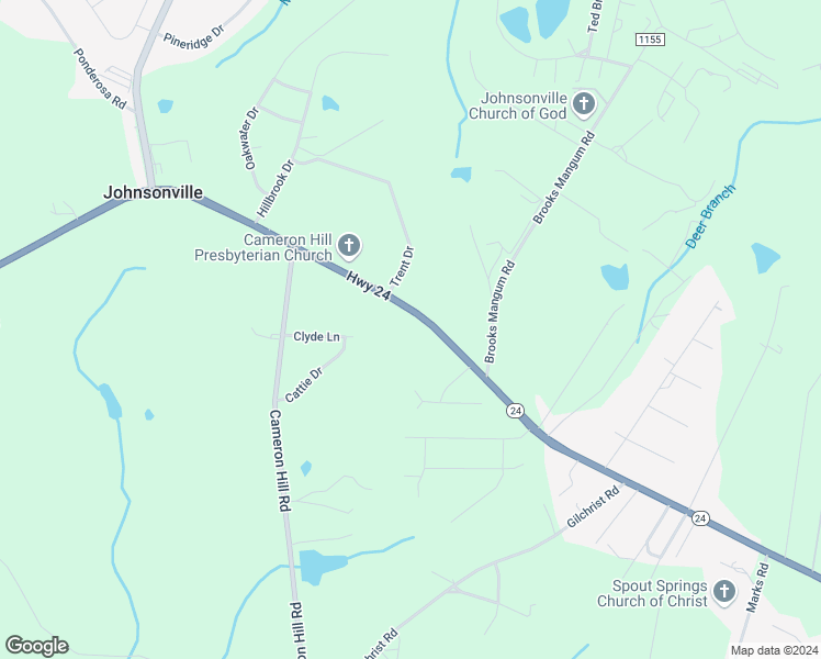 map of restaurants, bars, coffee shops, grocery stores, and more near 708 North Carolina 24 in Cameron