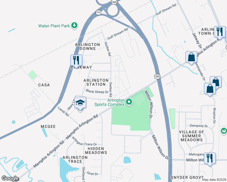 map of restaurants, bars, coffee shops, grocery stores, and more near 5554-5582 Gerber Road in Arlington