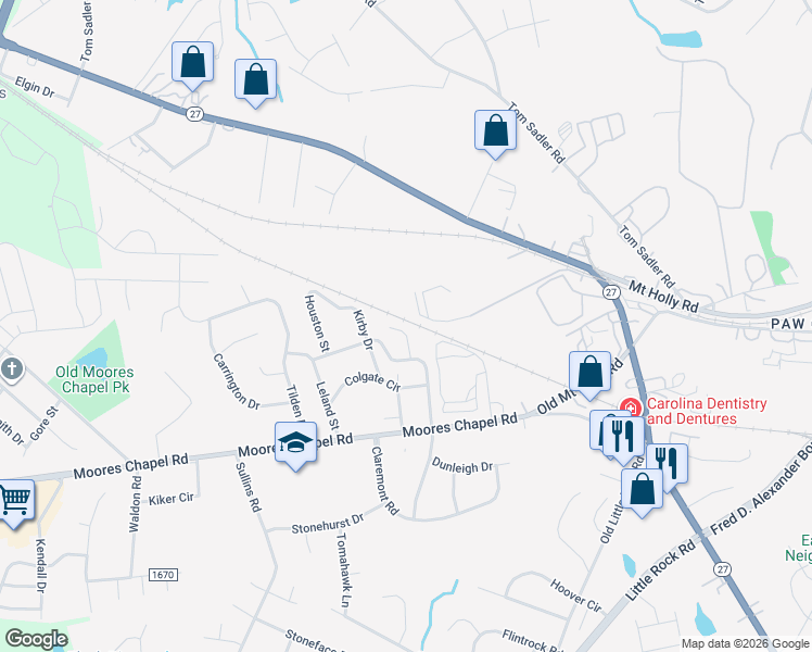 map of restaurants, bars, coffee shops, grocery stores, and more near in Charlotte