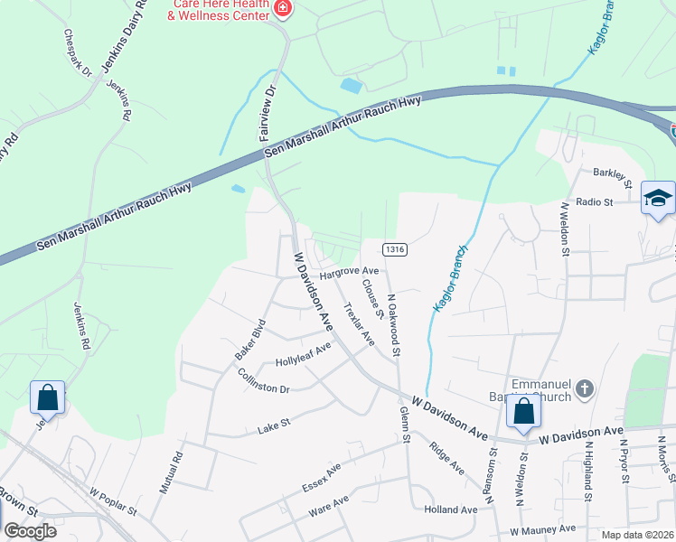 map of restaurants, bars, coffee shops, grocery stores, and more near 1722 Trexlar Avenue in Gastonia