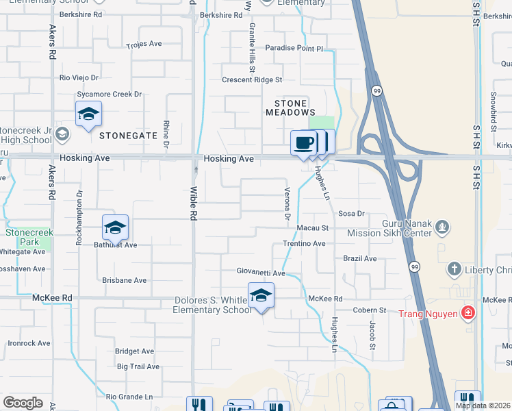 map of restaurants, bars, coffee shops, grocery stores, and more near 2915 Tar Springs Avenue in Bakersfield