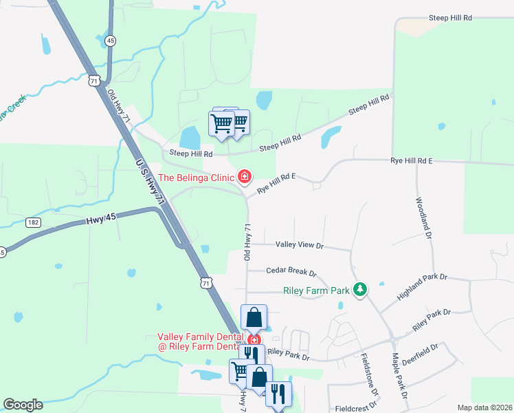 map of restaurants, bars, coffee shops, grocery stores, and more near 11200 Northfield Court in Fort Smith