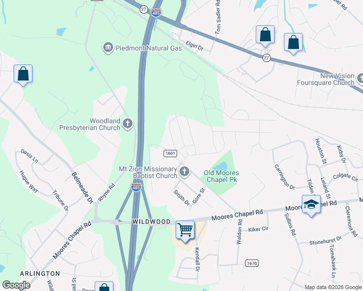 map of restaurants, bars, coffee shops, grocery stores, and more near in Charlotte