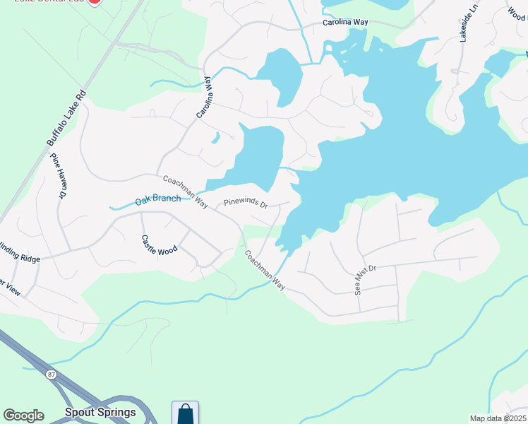 map of restaurants, bars, coffee shops, grocery stores, and more near 156 Pinewinds Drive in Sanford