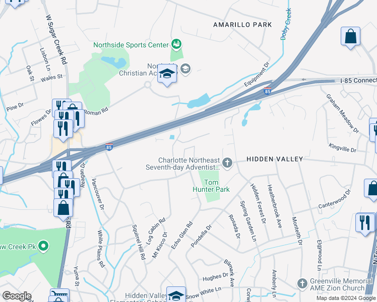 map of restaurants, bars, coffee shops, grocery stores, and more near in Charlotte