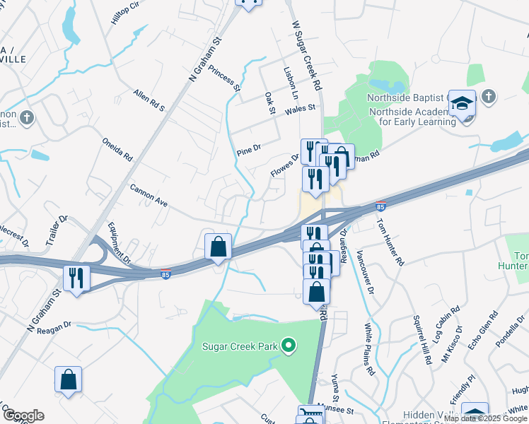 map of restaurants, bars, coffee shops, grocery stores, and more near 1515 Cannon Avenue in Charlotte