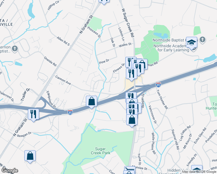map of restaurants, bars, coffee shops, grocery stores, and more near in Charlotte