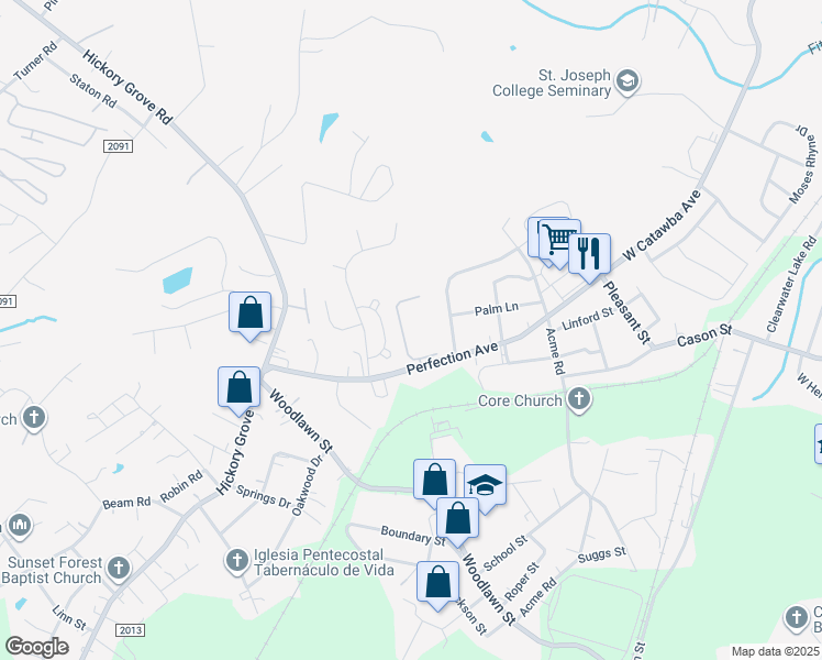map of restaurants, bars, coffee shops, grocery stores, and more near 2008 Castleton Court in Gastonia