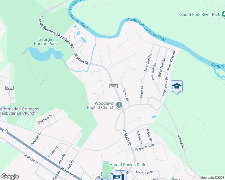 map of restaurants, bars, coffee shops, grocery stores, and more near 1215 North Main Street in Lowell