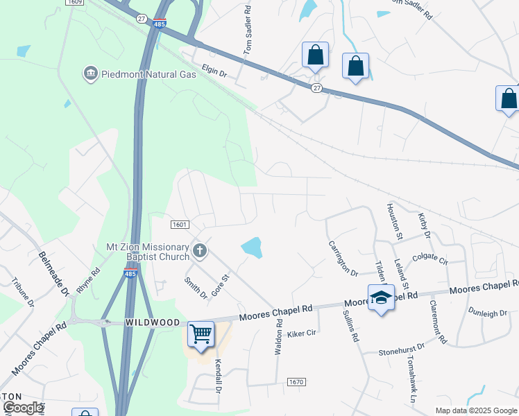map of restaurants, bars, coffee shops, grocery stores, and more near 8502 Deerwood Road in Charlotte