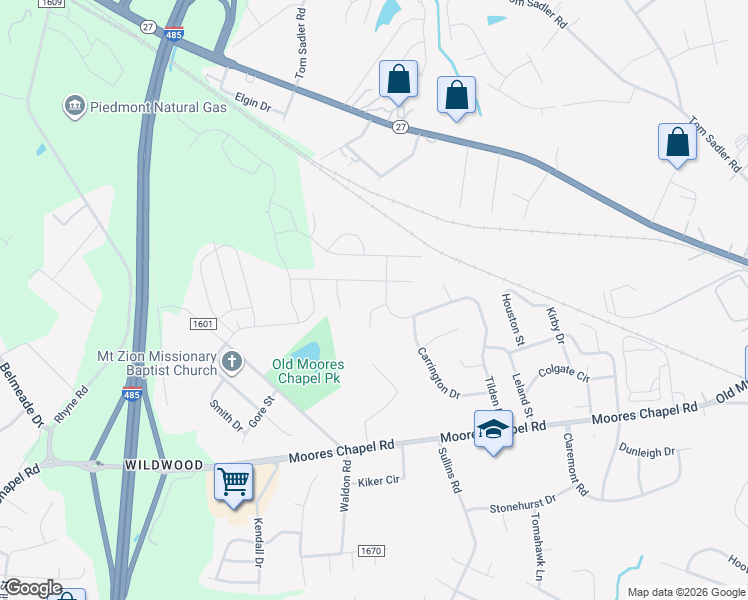 map of restaurants, bars, coffee shops, grocery stores, and more near 8602 Deerwood Road in Charlotte