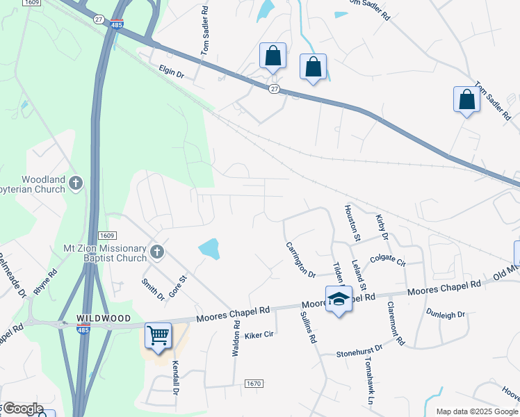 map of restaurants, bars, coffee shops, grocery stores, and more near 8700 Deerwood Road in Charlotte
