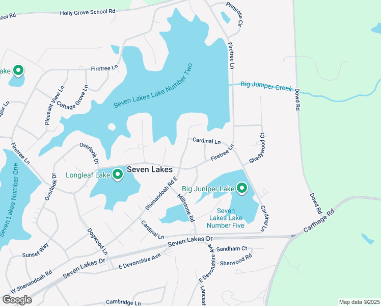 map of restaurants, bars, coffee shops, grocery stores, and more near 152 Shenandoah Road in Seven Lakes