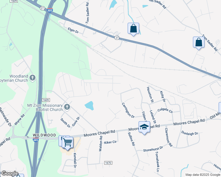 map of restaurants, bars, coffee shops, grocery stores, and more near 8700 Deerwood Road in Charlotte