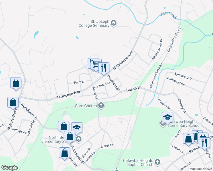 map of restaurants, bars, coffee shops, grocery stores, and more near 42 Linford Street in Belmont