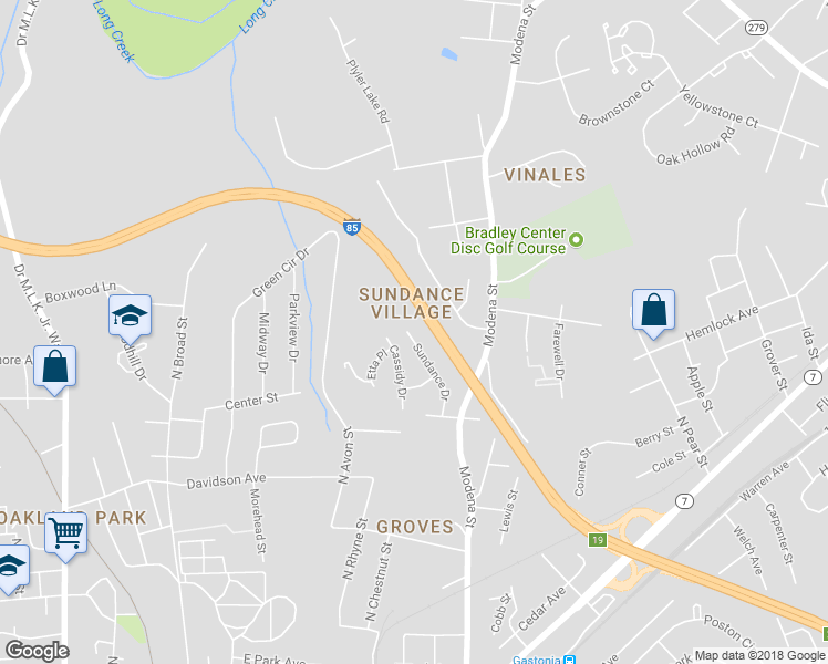 map of restaurants, bars, coffee shops, grocery stores, and more near 1048 Sundance Drive in Gastonia