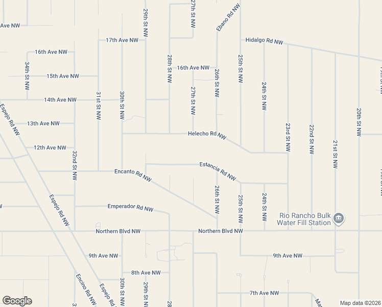map of restaurants, bars, coffee shops, grocery stores, and more near 2717 Estancia Road Northwest in Rio Rancho