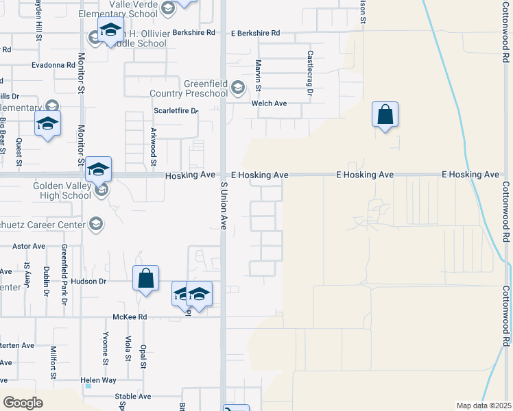 map of restaurants, bars, coffee shops, grocery stores, and more near 207 Alysheba Dr in Bakersfield