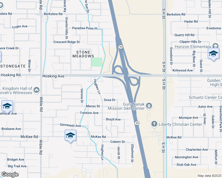 map of restaurants, bars, coffee shops, grocery stores, and more near 8211 Slider Drive in Bakersfield