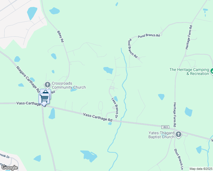 map of restaurants, bars, coffee shops, grocery stores, and more near 261 Lees Branch Drive in Carthage
