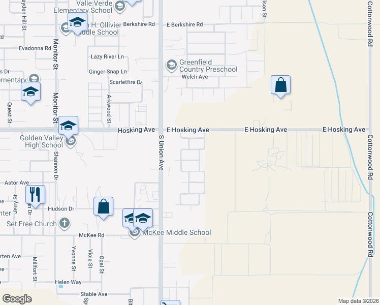 map of restaurants, bars, coffee shops, grocery stores, and more near 207 Alysheba Drive in Bakersfield