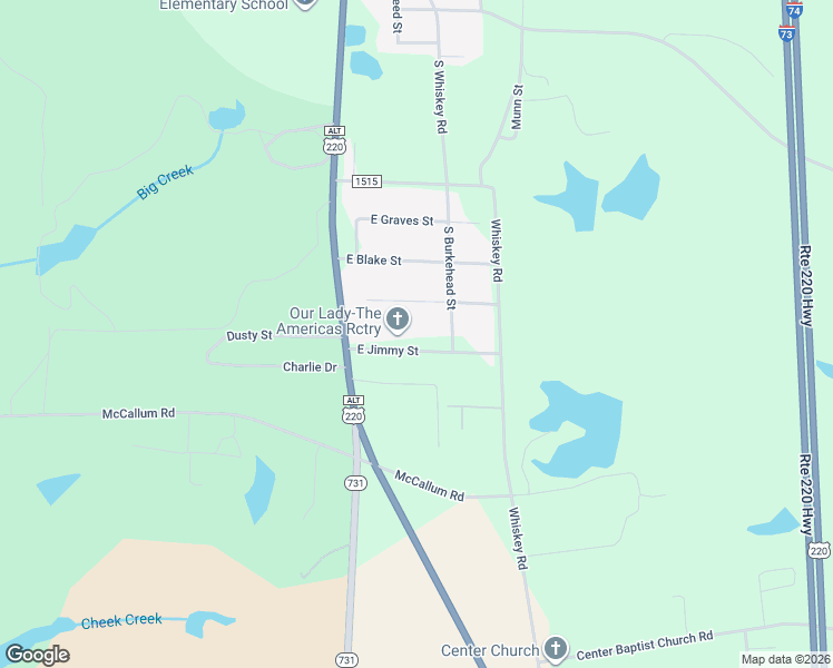 map of restaurants, bars, coffee shops, grocery stores, and more near 213 East Jimmy Street in Candor