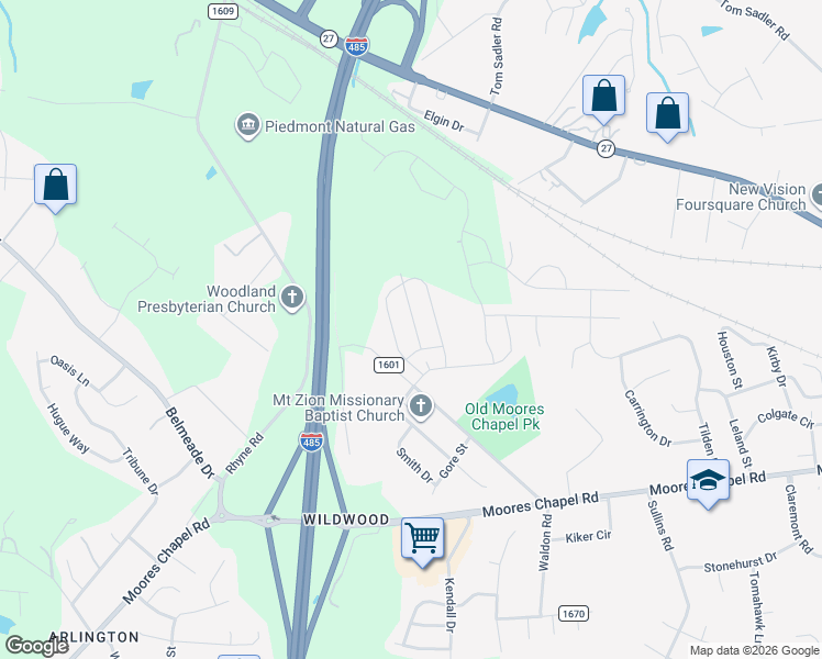 map of restaurants, bars, coffee shops, grocery stores, and more near in Charlotte