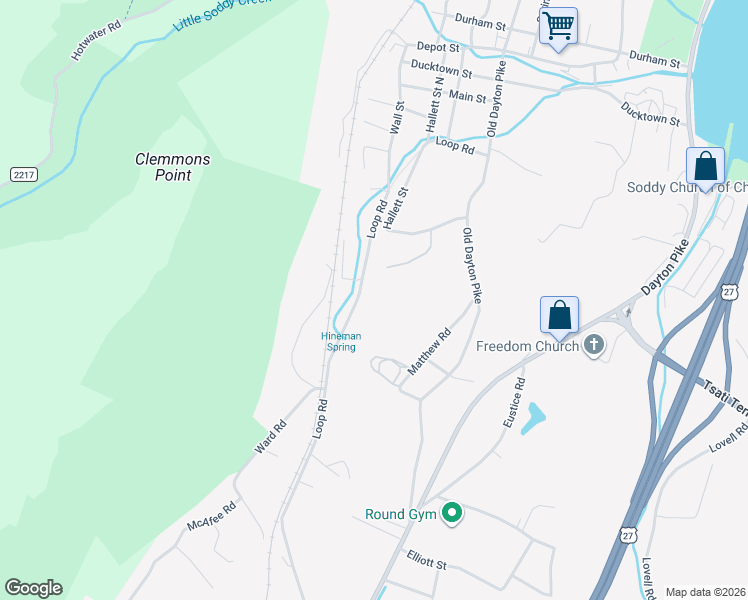 map of restaurants, bars, coffee shops, grocery stores, and more near 11055 Matthew Road in Soddy-Daisy