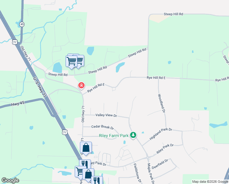 map of restaurants, bars, coffee shops, grocery stores, and more near 6108 Rye Hill Road East in Fort Smith
