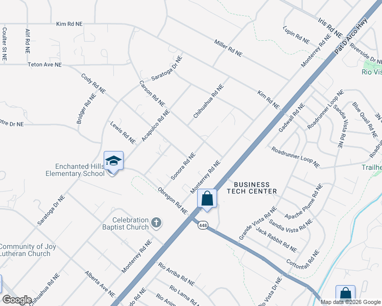 map of restaurants, bars, coffee shops, grocery stores, and more near 5801 Cody Road Northeast in Rio Rancho