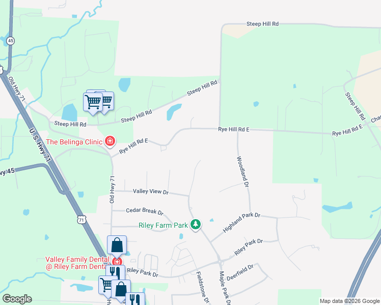 map of restaurants, bars, coffee shops, grocery stores, and more near 6208 Rye Hill Road East in Fort Smith