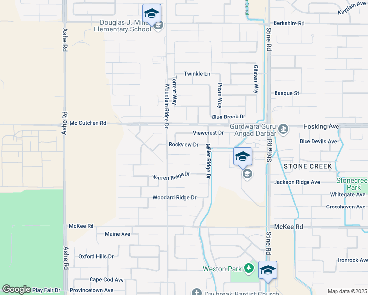 map of restaurants, bars, coffee shops, grocery stores, and more near 5513 Rockview Drive in Bakersfield