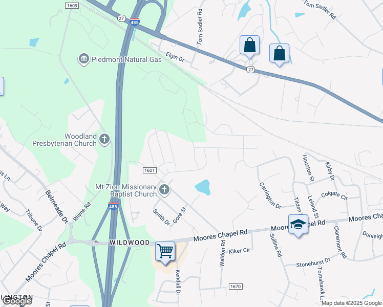 map of restaurants, bars, coffee shops, grocery stores, and more near 5039 Wolfridge Ave in Charlotte
