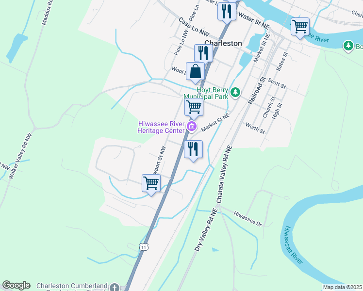 map of restaurants, bars, coffee shops, grocery stores, and more near 518 Newport Drive Northwest in Charleston
