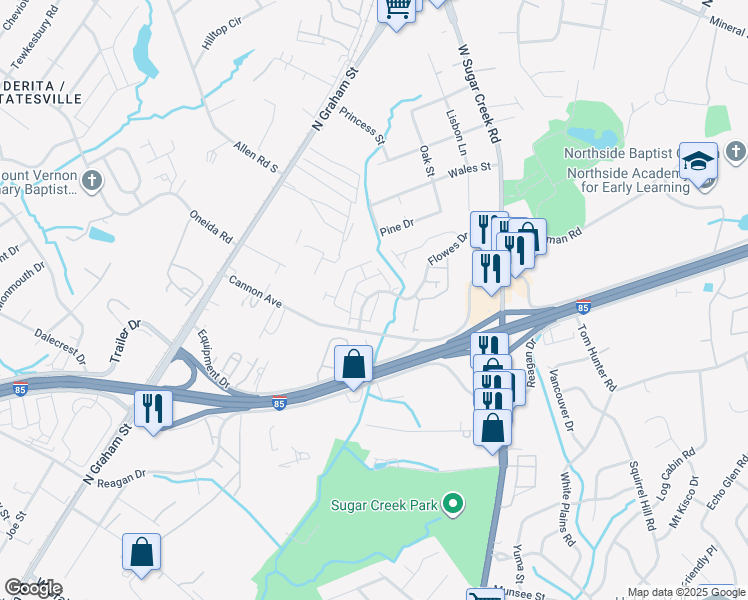 map of restaurants, bars, coffee shops, grocery stores, and more near 1515 Cannon Avenue in Charlotte