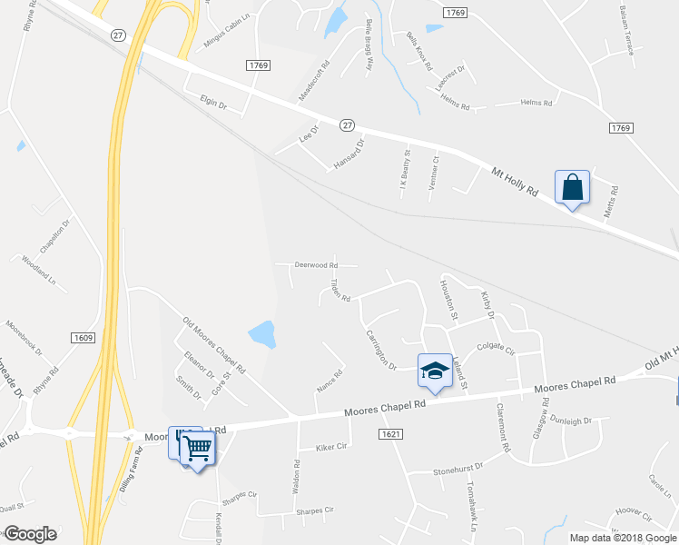 map of restaurants, bars, coffee shops, grocery stores, and more near 8700 Deerwood Road in Charlotte