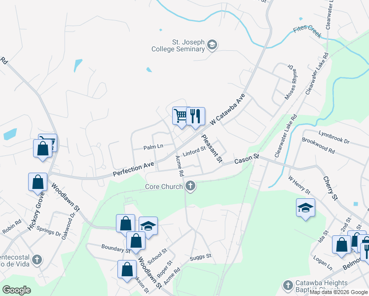 map of restaurants, bars, coffee shops, grocery stores, and more near 1541 Perfection Avenue in Belmont