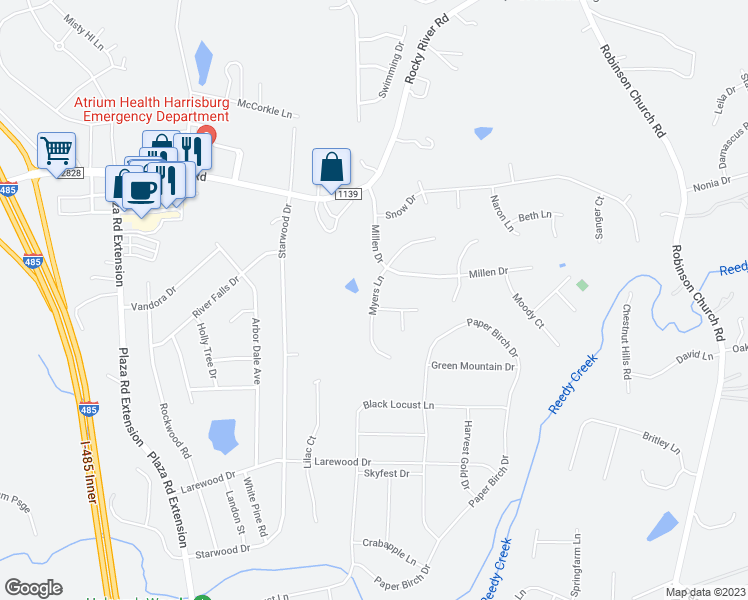map of restaurants, bars, coffee shops, grocery stores, and more near 4737 Myers Lane in Harrisburg