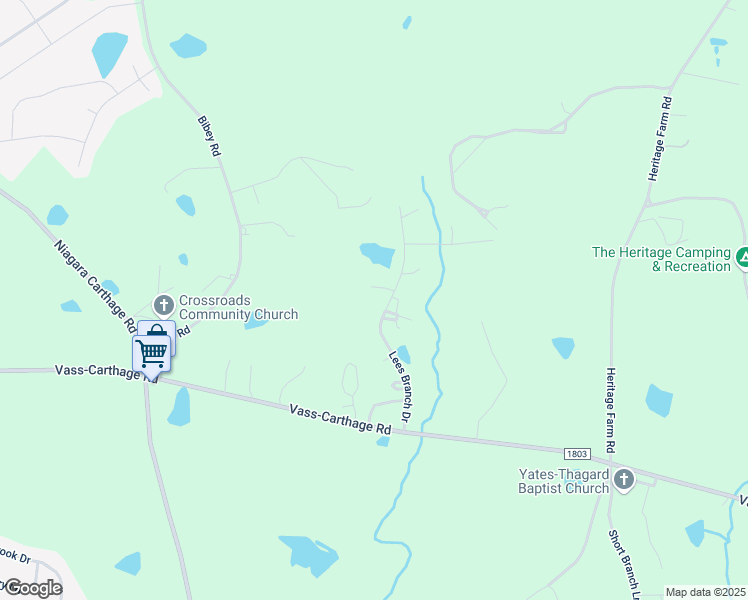 map of restaurants, bars, coffee shops, grocery stores, and more near 277 Lees Branch Drive in Carthage