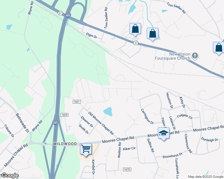 map of restaurants, bars, coffee shops, grocery stores, and more near 8500 Deerwood Road in Charlotte