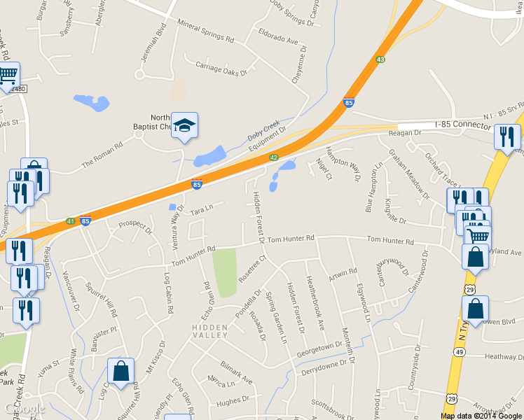 map of restaurants, bars, coffee shops, grocery stores, and more near in Charlotte