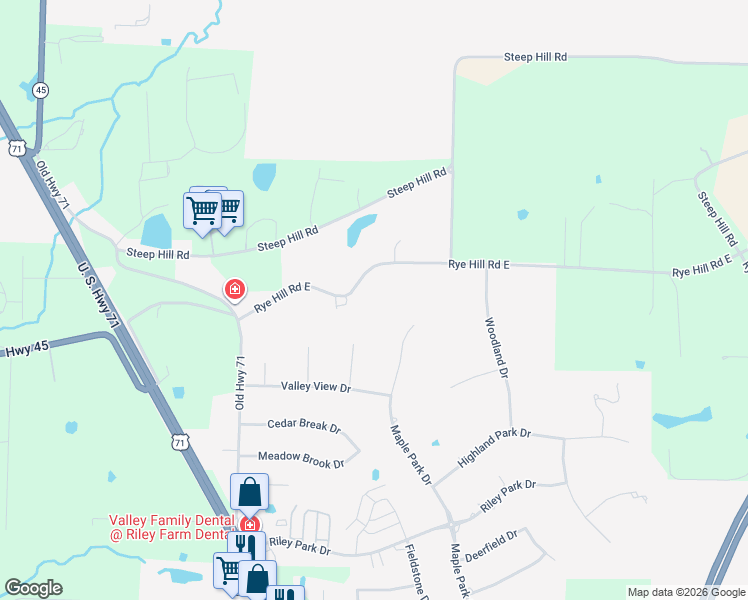 map of restaurants, bars, coffee shops, grocery stores, and more near 6208 Rye Hill Road East in Fort Smith