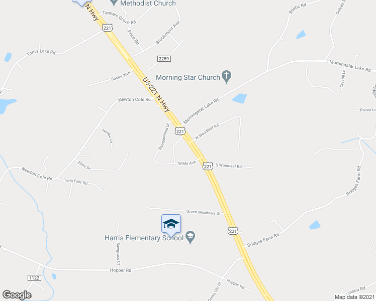 map of restaurants, bars, coffee shops, grocery stores, and more near 3126 U.S. 221 in Forest City