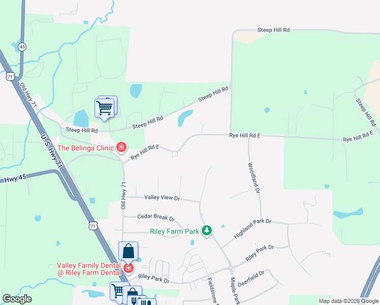 map of restaurants, bars, coffee shops, grocery stores, and more near 6208 Rye Hill Road East in Fort Smith