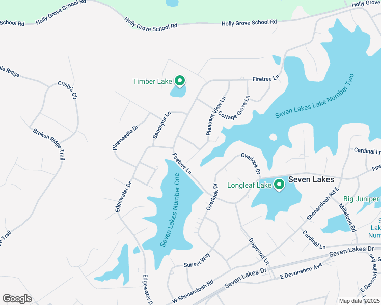 map of restaurants, bars, coffee shops, grocery stores, and more near Pleasant View Lane in Seven Lakes